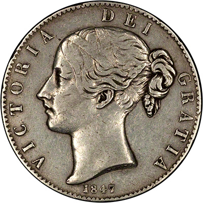 Obverse of 1847 Victoria Young Head Crown